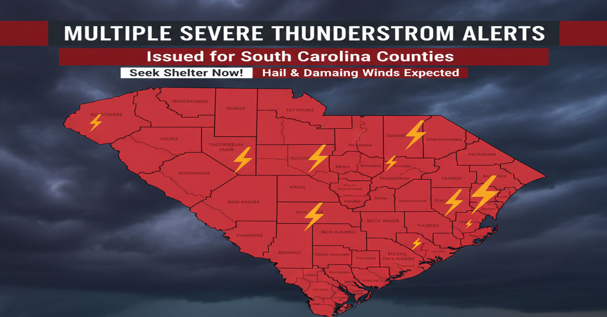 Multiple Severe Thunderstorm Alerts Issued for South Carolina Counties